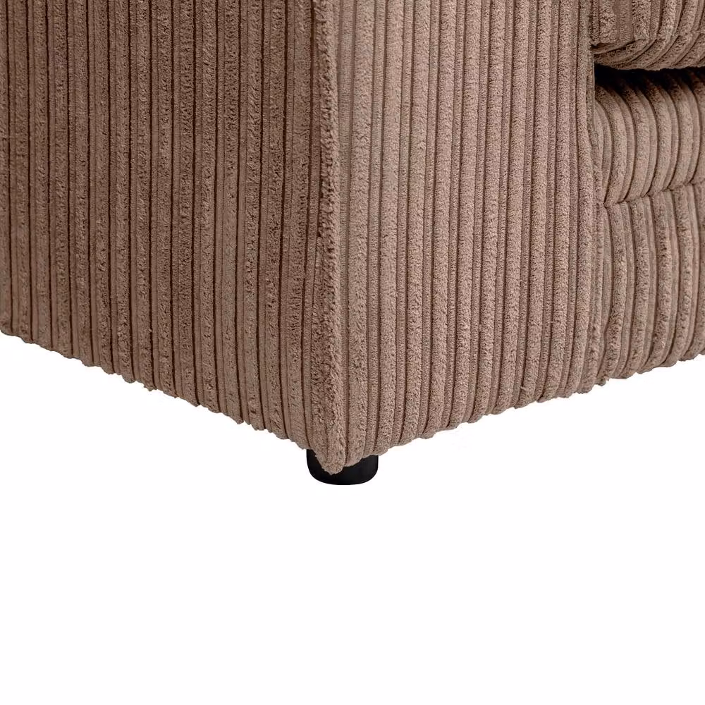 LUXURY LIFE Declan Right Hand Facing L-Shape Corner Sofa in Light Brown Jumbo Cord Fabric – 4