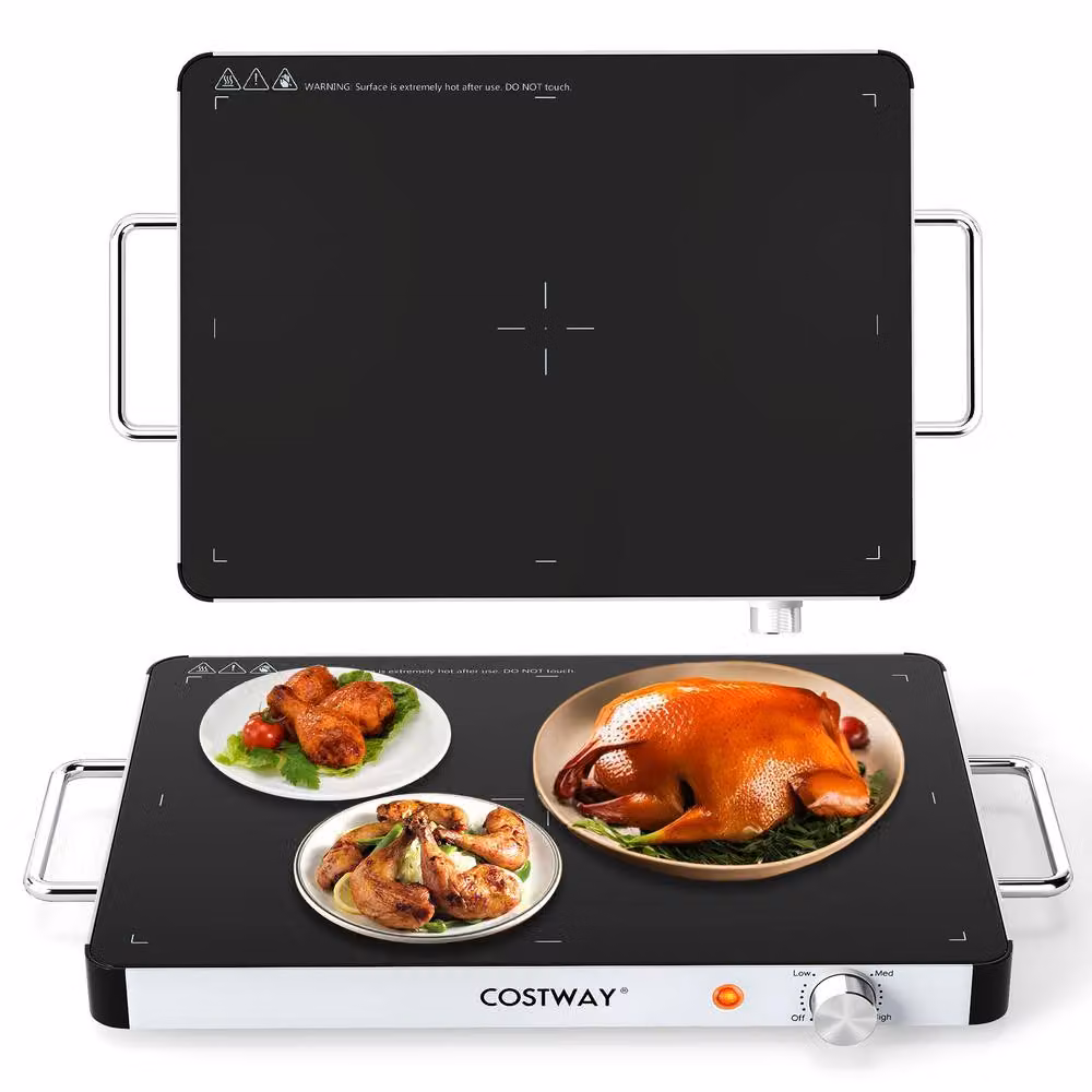 Costway Electric Tempered Glass Food Warmer and Warming Tray in Black – 3