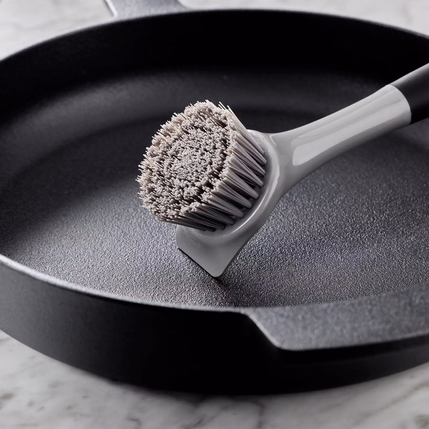 KitchenAid Long Handled Cast Iron Scrubbing Brush with Scraper in Grey – 2
