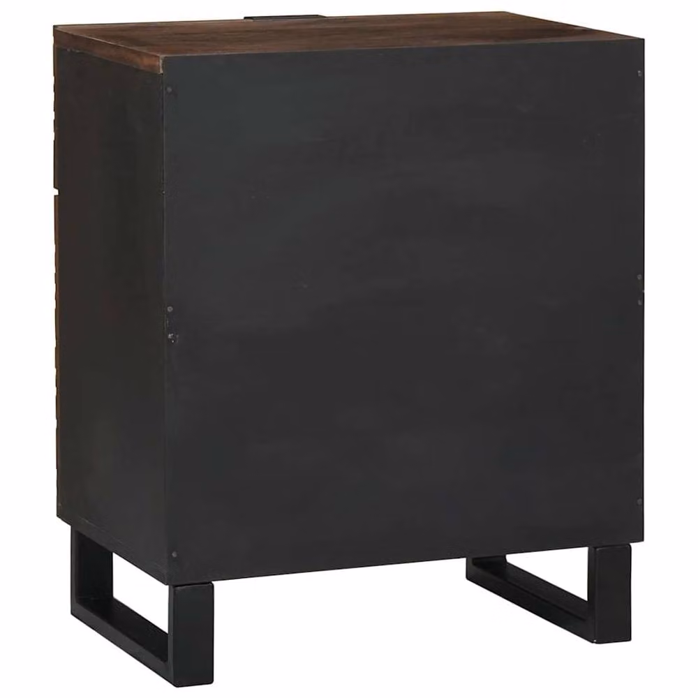 Berkfield Home Modern Bedside Cabinet in Brown Solid Walnut, W/D/H: 50 x 33 x 60 cm – 4