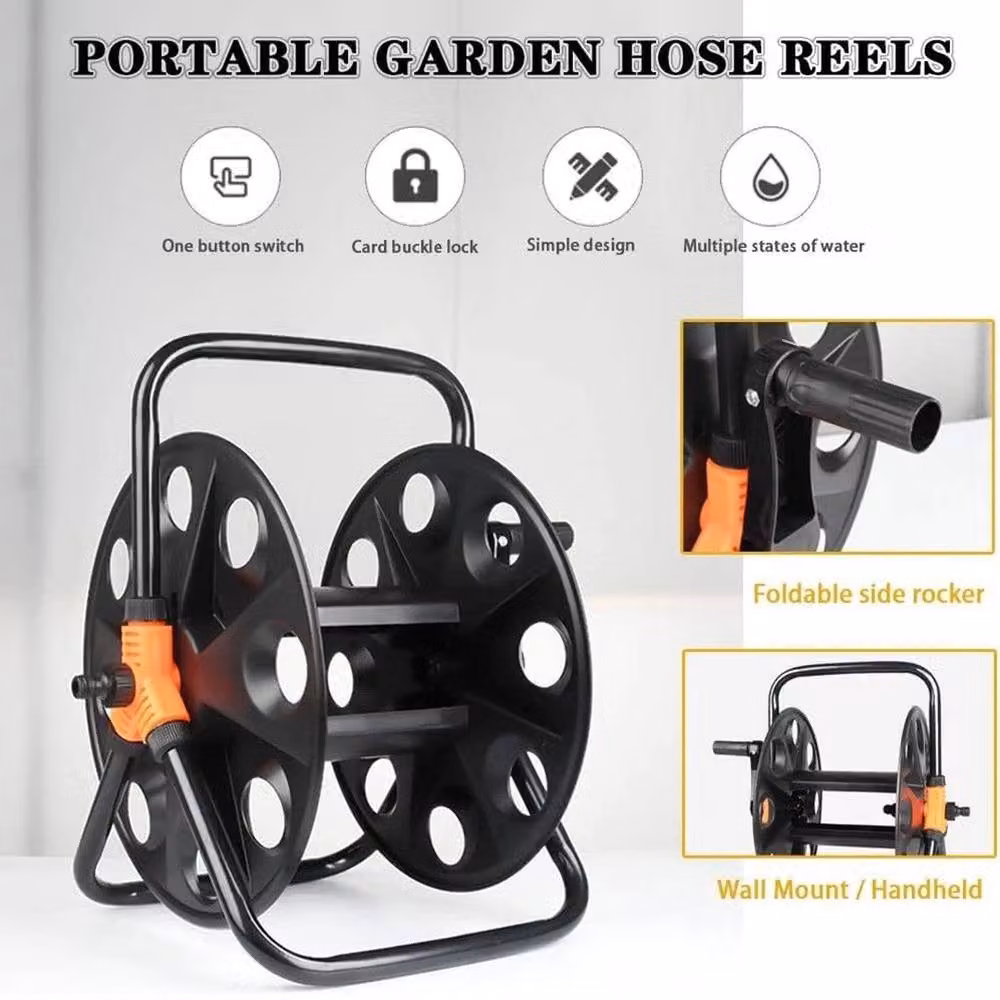 Hinsinc Portable Garden Hose Reel Trolley in Black – 3