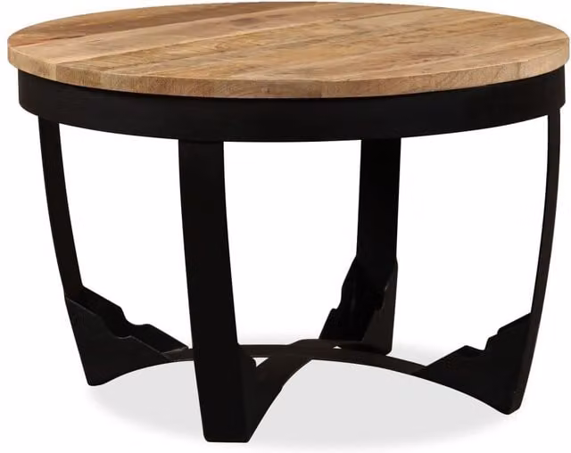 Berkfield Home Round Coffee Table in Brown Solid Rough Mango Wood W: 60 cm, D: 40 cm – 1