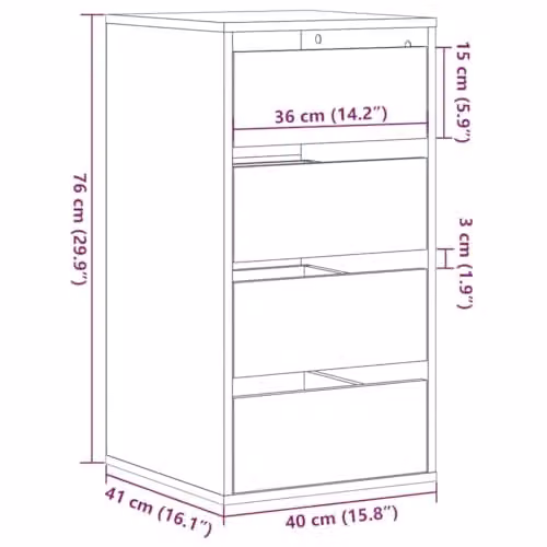 vidaXL Corner Chest of Drawers in Old Wood Brown, W: 40 cm, D: 41 cm, H: 76 cm – 2