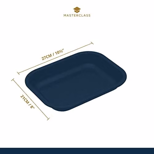 MasterClass Vitreous Enamel Rectangular Roasting Pan, Black, W: 27 cm, D: 21 cm, H: 4 cm – 2