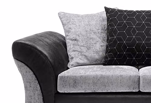 Abakus Direct Farrow L-Shape 2 Seater Corner Sofa in Black and Grey with Crushed Chenille Fabric – 4