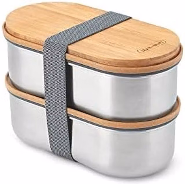 Black + Blum Stainless Steel Bento Lunch Box with Dividers and Cutlery, 1 Litre, Grey – 1