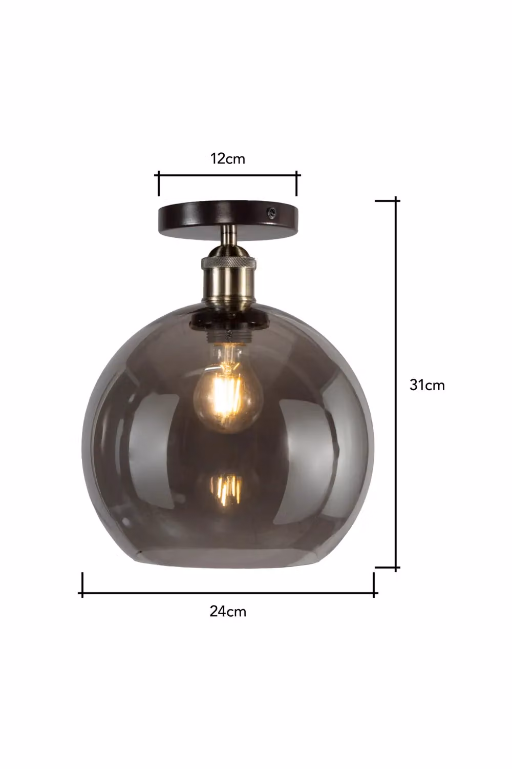 BHS Lighting Carter Flush Ceiling Light in Bronze with Transparent Glass Sphere – 4
