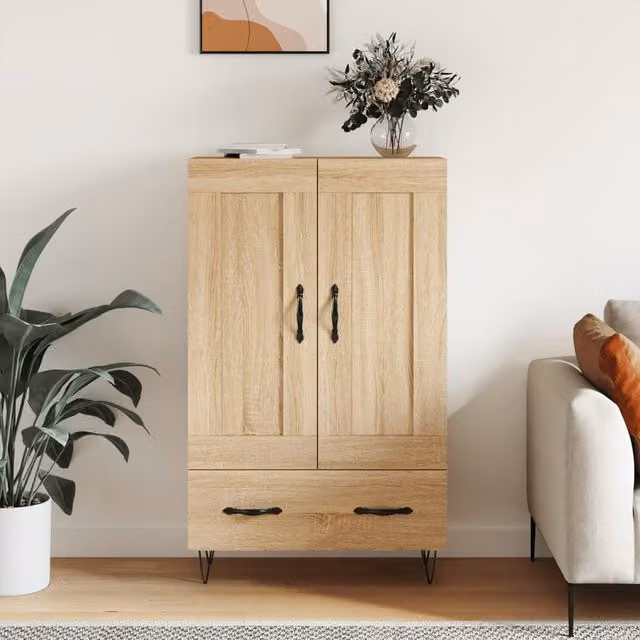 Berkfield Home Sonoma Oak Highboard in Brown, W/D/H: 69.5 x 31 x 115 cm – 1