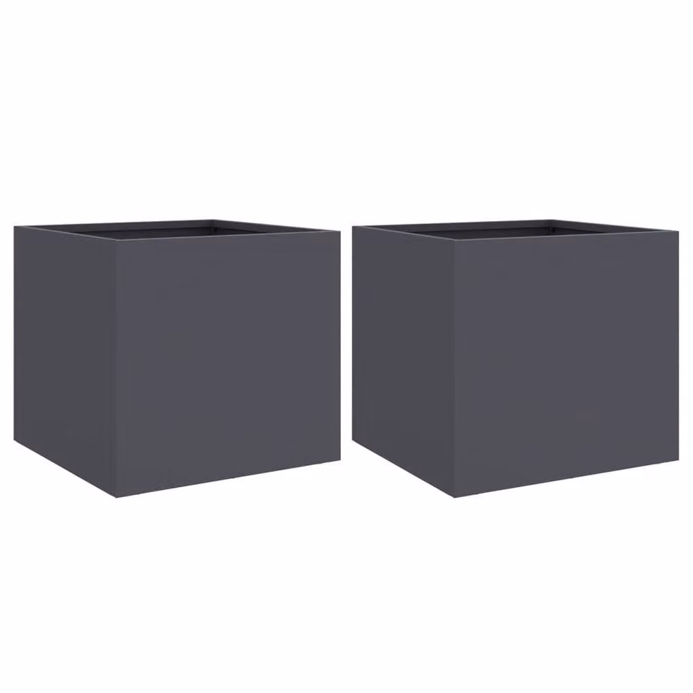 Berkfield Home Steel Planter Tub Set, 2 Pieces, Anthracite, W: 32 cm, D: 30 cm, H: 29 cm – 3