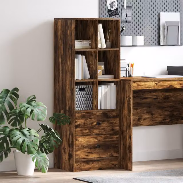 Berkfield Home Smoked Oak Shelving Unit in Brown – 1