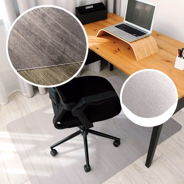 Hometex Universal Clear PVC Anti-Slip Chair Mat for Hard Floors, Transparent, W: 90 cm, D: 120 cm, H: 0.16 cm