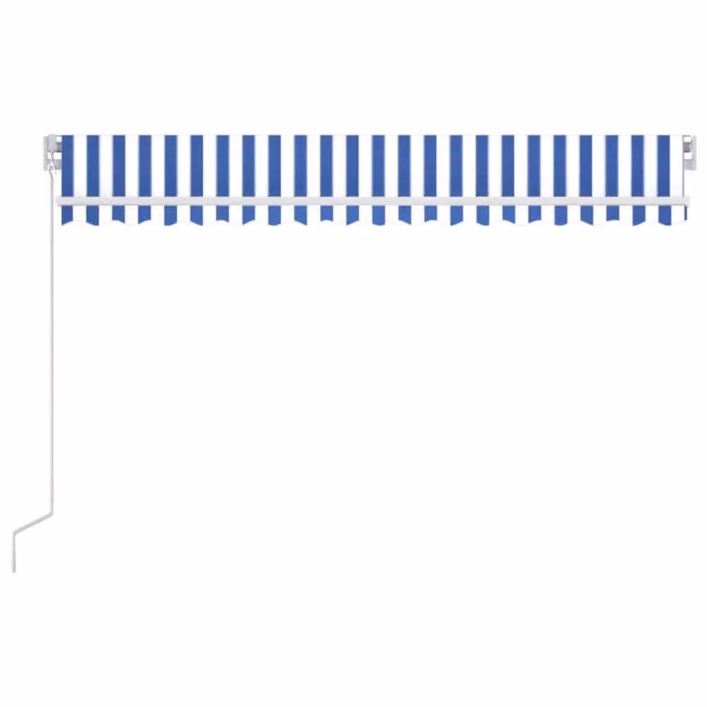 Berkfield Home Manual Retractable Awning with LED, Blue and White Striped, W: 400 cm, D: 350 cm – 2