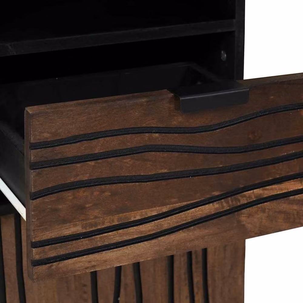 Berkfield Home Brown Striped Bathroom Furniture Set with Internal Drawers and Shelves – 3