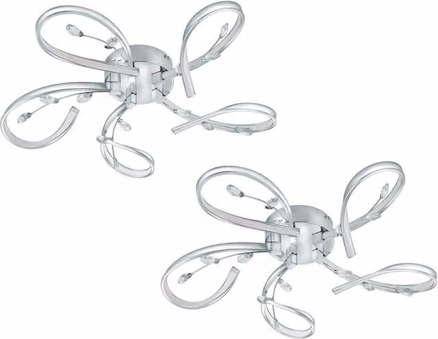 Loops 2 Pack LED Ceiling and Wall Light with Chrome Shade and Clear Crystal