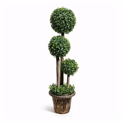 Voltico Artificial Triple Ball Topiary Tree in Green Pot, Height: 90 cm – 5