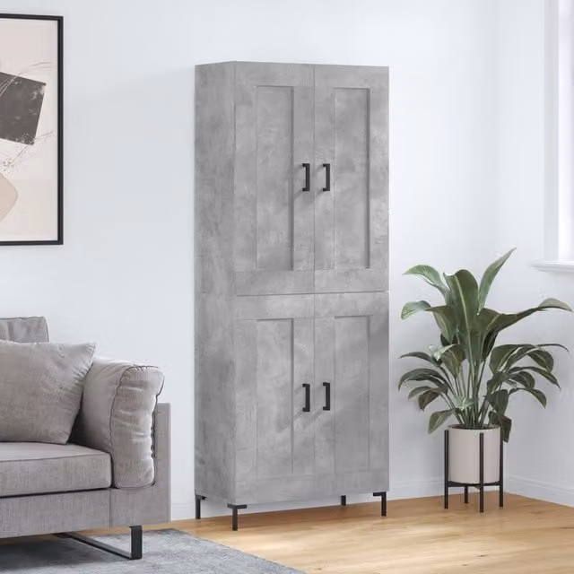Berkfield Home Industrial Highboard in Concrete Grey, W/D/H: 69.5 x 34 x 180 cm – 1