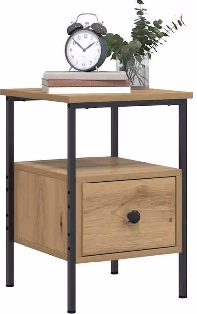 Berkfield Home Artisan Oak Bedside Cabinet in Brown, W/D/H: 34 x 36 x 50 cm – 1