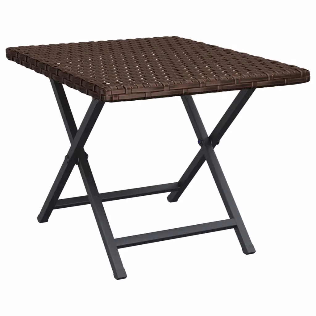 Berkfield Home Brown Poly Rattan Folding Table W/D/H: 45 x 35 x 32 cm – 2
