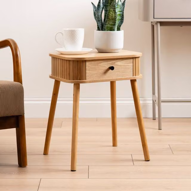 Scottish Everlastings Ltd Curved Sides Occasional Table in Natural Wood, W/D/H: 50 x 40.5 x 30 cm – 1