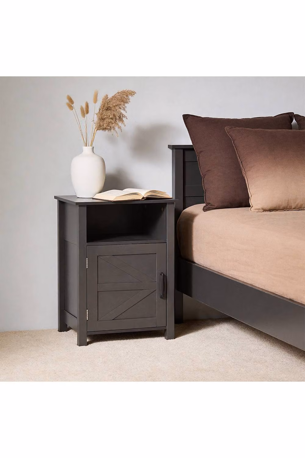 Living and Home Grey Melamine-Faced MDF Bedside Table – 3