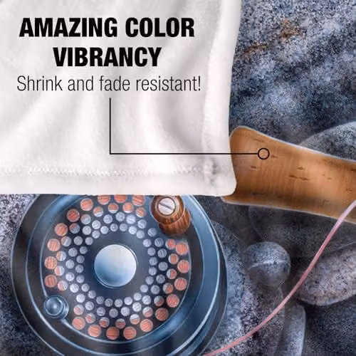 JQ Licensing Trout Fishing Reel Silky Touch Super Soft Microfibre Throw Blanket, White, W/D: 152 x 127 cm – 3