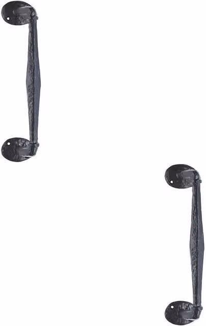 Loops 2x Offset Traditional Forged Pull Handle in Black Antique, W: 263.5 mm, D: 67 mm