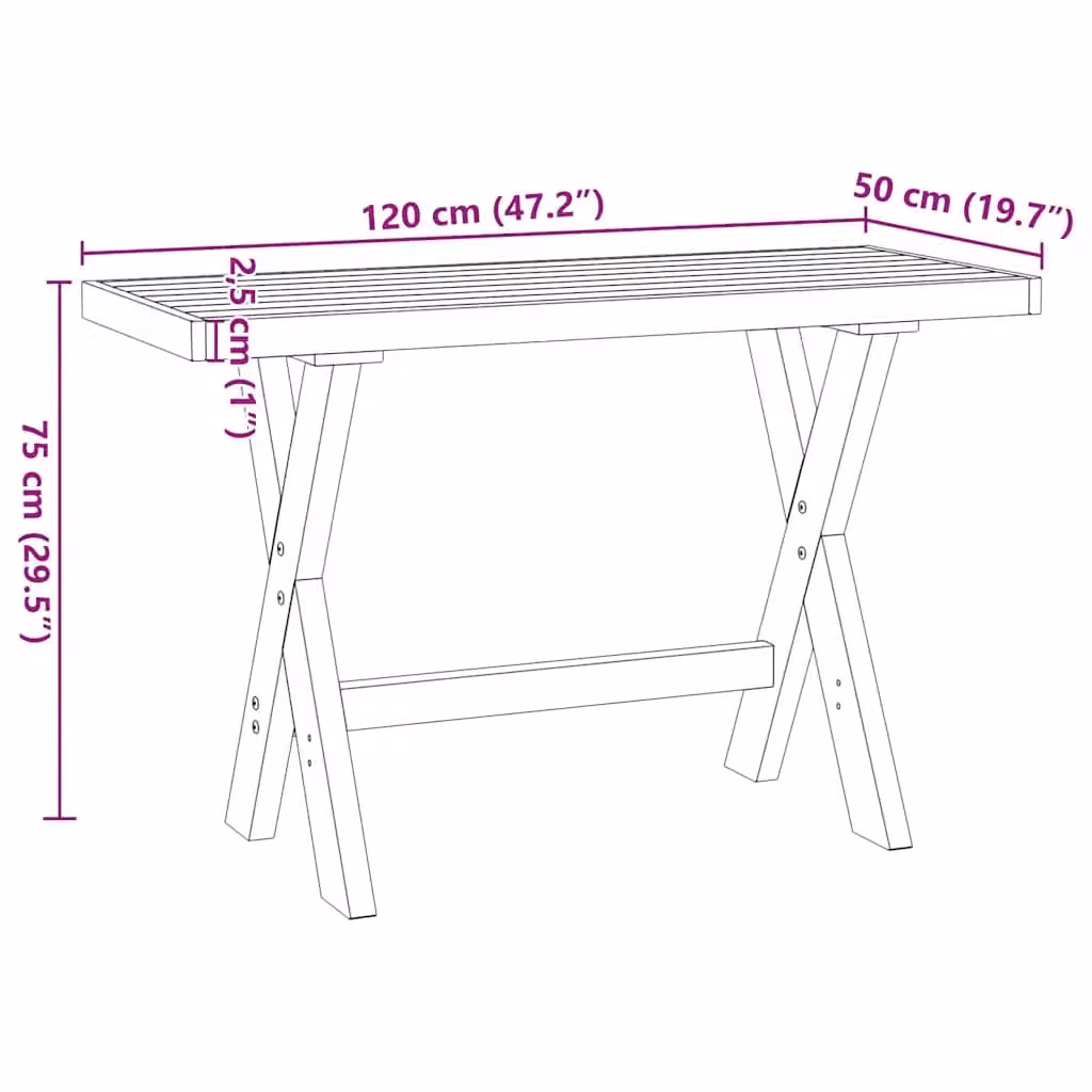 Berkfield NOAIN Writing Desk with X-Shaped Legs in Brown Solid Pine, W: 120 cm, D: 50 cm, H: 75 cm – 5