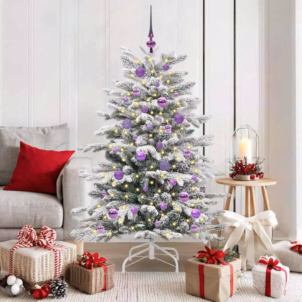 Berkfield Home Elegant Artificial Hinged Christmas Tree, White, Height: 150 cm – 2