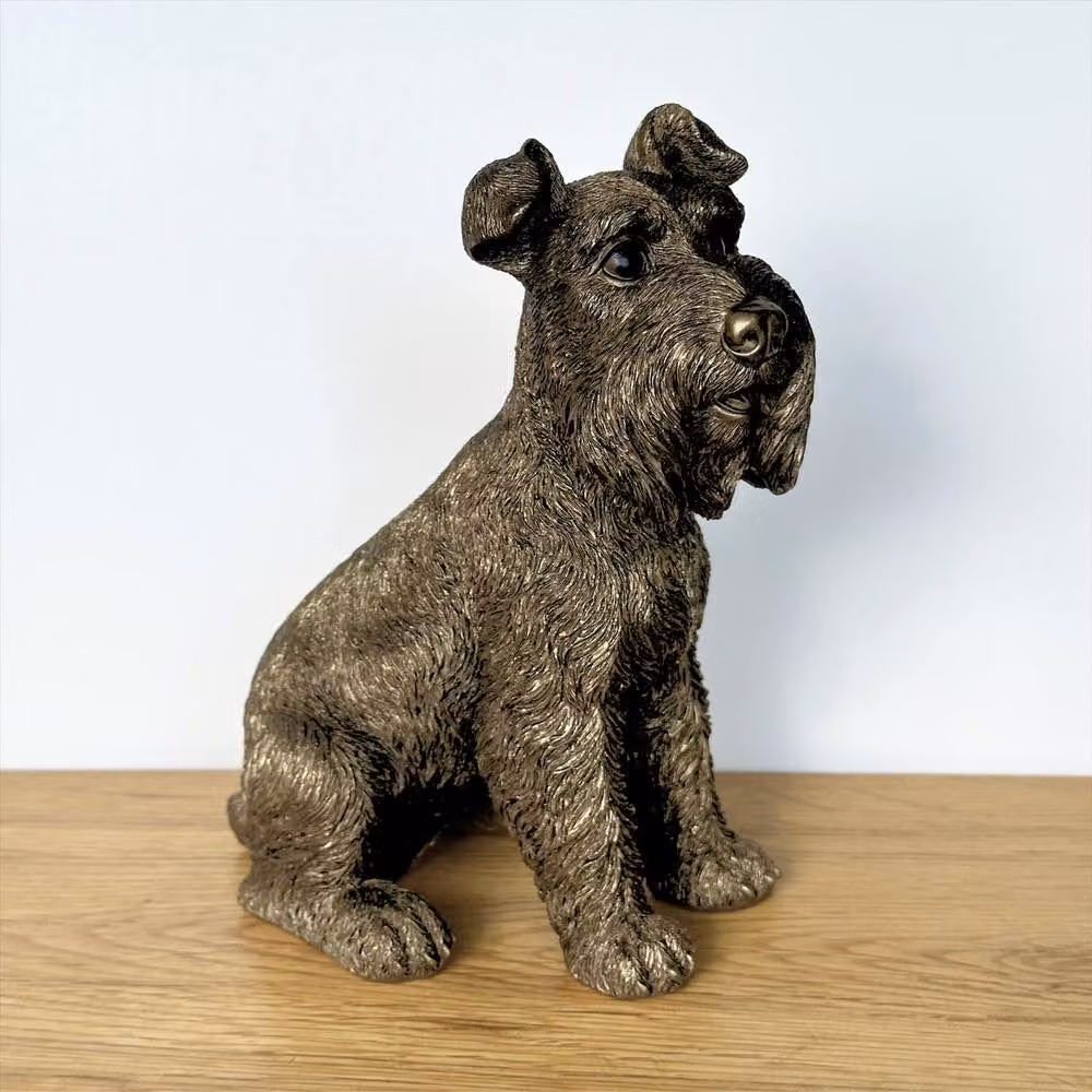 Leonardo Reflections Bronzed Schnauzer Dog Figurine, Bronze Effect, Height: 17 cm – 2
