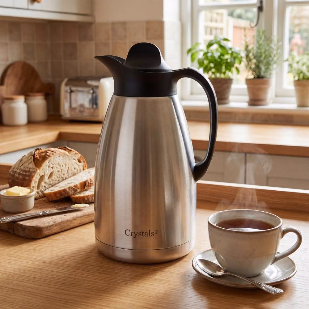 Crystals Stainless Steel Vacuum Flask 2 l Silver Hot and Cold Tea and Coffee Dispenser – 4