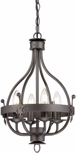 Elstead Windsor Lantern Chandelier in Grey and Gold with Crystal Accents, 4 x E14