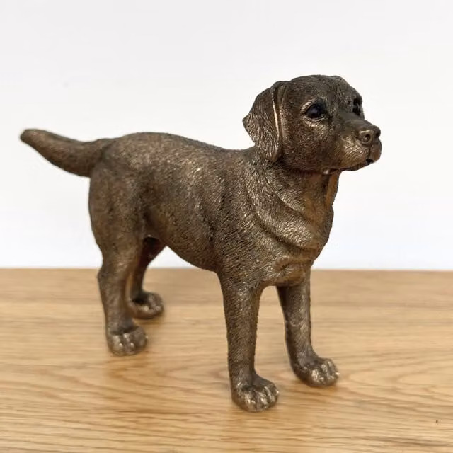 Leonardo Reflections Bronzed Animal Crackers Labrador Dog Figurine in Bronze and Gold