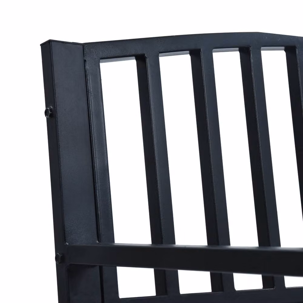 Berkfield Home Modern Garden Bench in Matt Black Metal, Width: 125 cm – 3