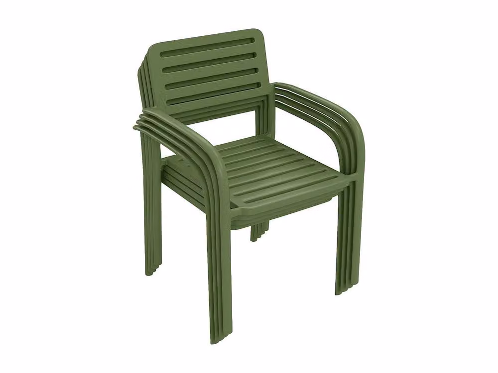 MYLIA Vente-unique NILY Set of 2 Stackable Metal Garden Armchairs in Green – 3