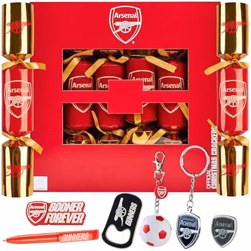 Get Trend Arsenal FC Pop Luxury Christmas Crackers, Pack of 6, Red and Multicolour – 1