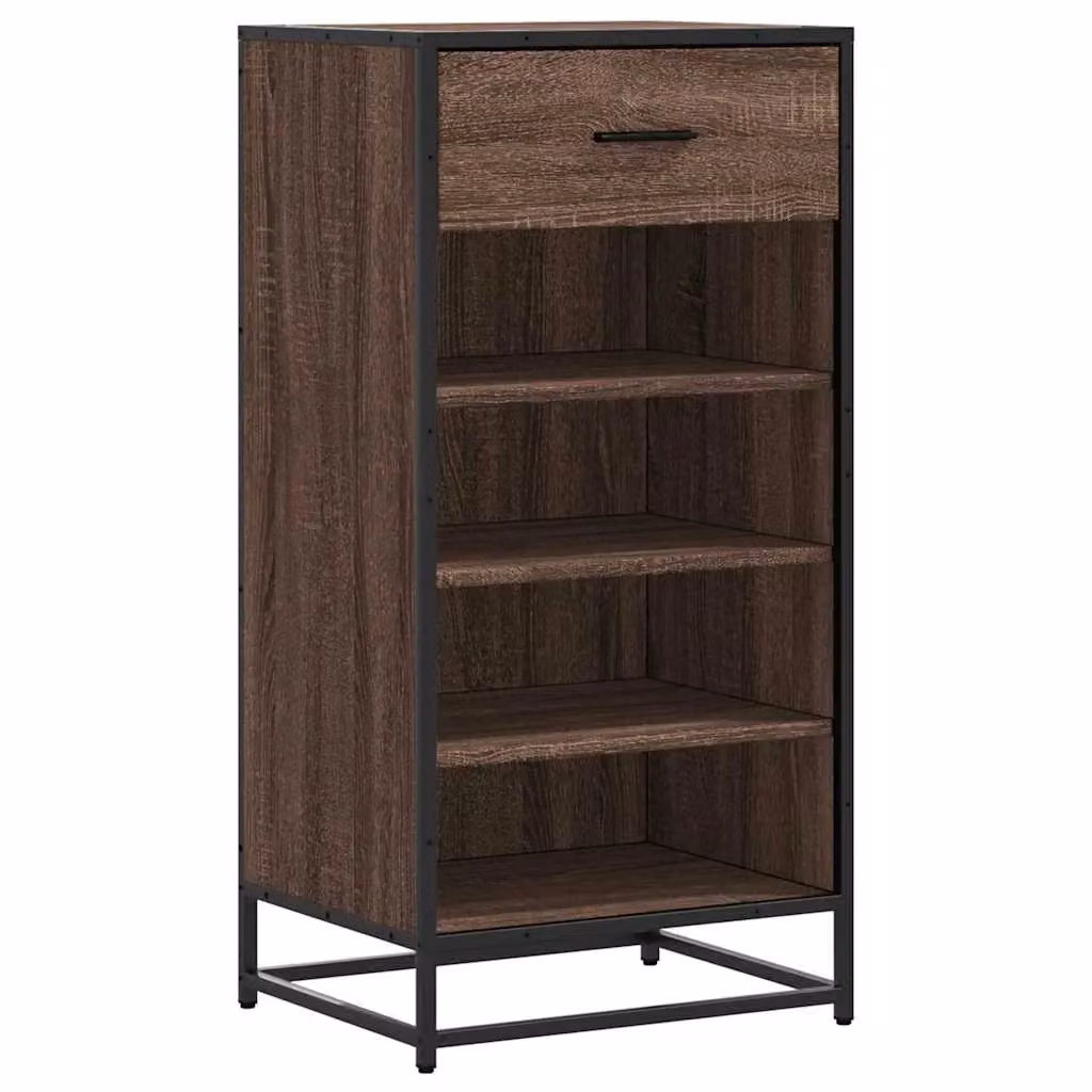 Berkfield Home Industrial Style Shoe Rack in Brown Oak, W: 48 cm, D: 38 cm, H: 97.5 cm – 2