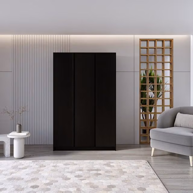 Seconique Malvern 3 Door Wardrobe in Matt Black