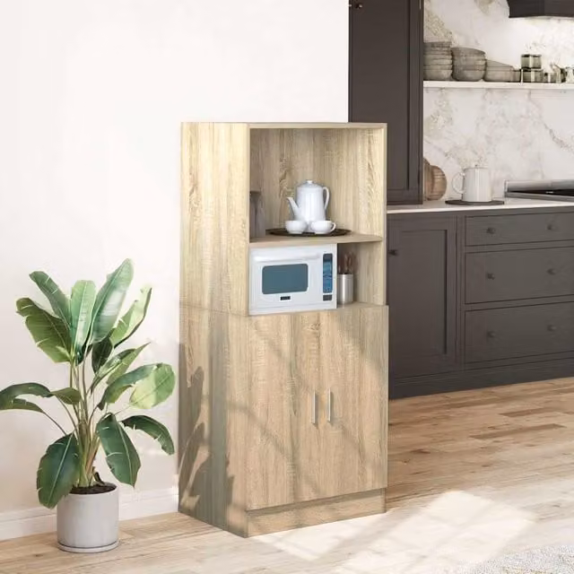 Berkfield Home Sonoma Oak Kitchen Cabinet in Brown, W/D/H: 57 x 41.5 x 131.5 cm