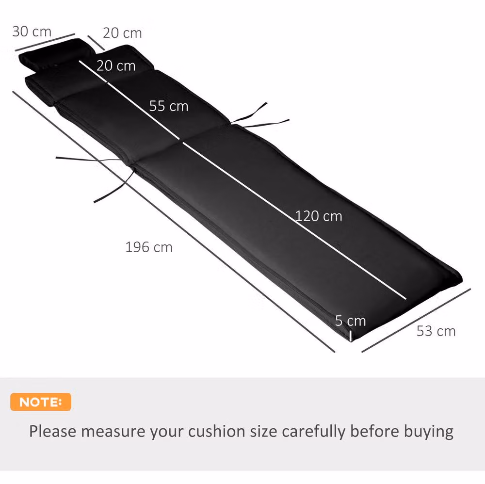 STILVORA Sun Lounger Cushion with Removable Head Pillow in Black – 3