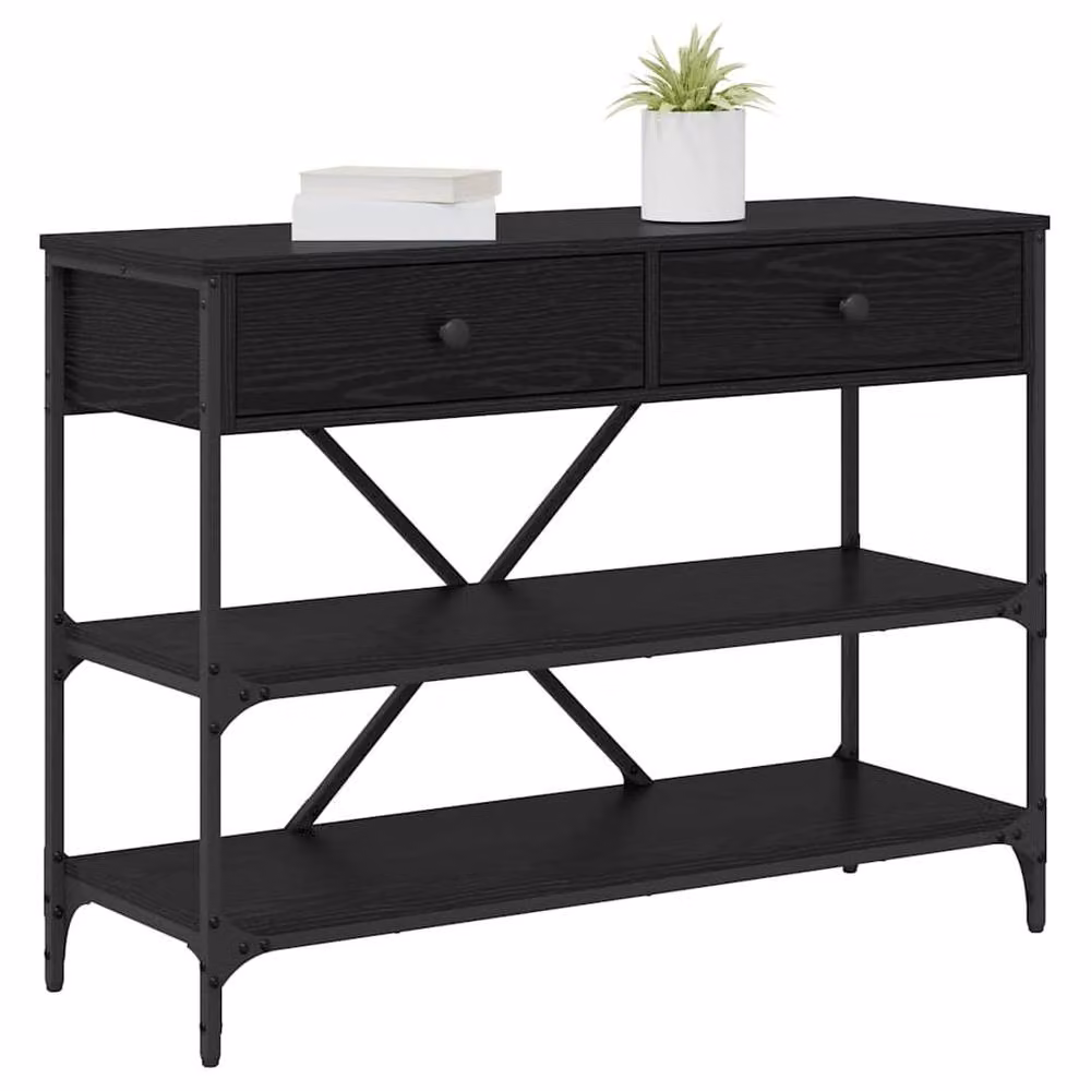 Berkfield Home Black Oak Console Table W/D/H: 100 x 34.5 x 75 cm – 3