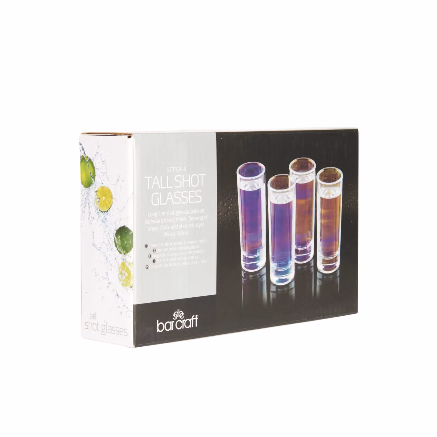 BarCraft Set of 4 Blue Multicolour Glass Shot Glasses, 60ml each – 3