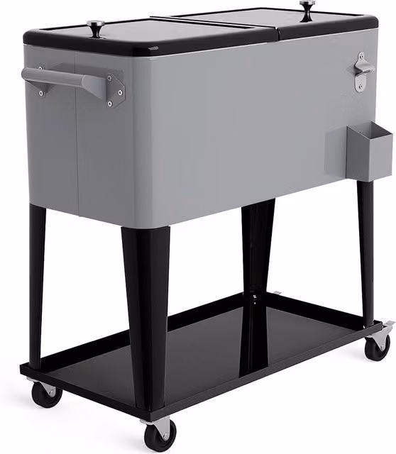 Costway 76L Rolling Cooler Cart Portable Ice Chest on Wheels in Silver – 1