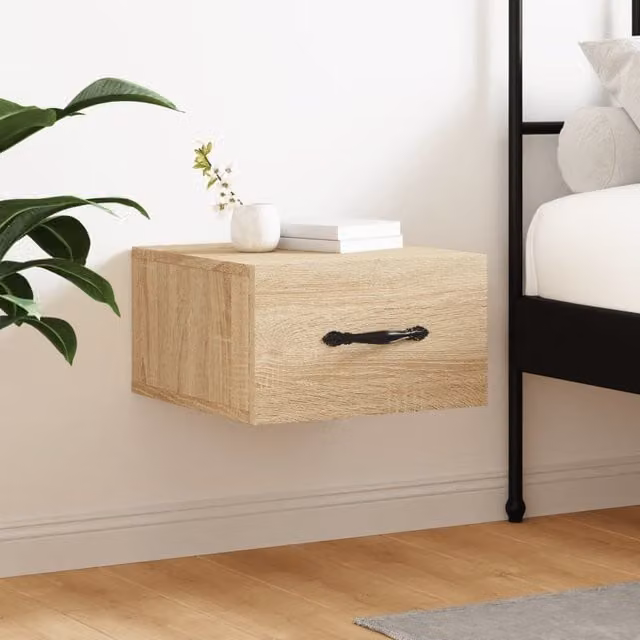 Berkfield Home Wall-mounted Bedside Cabinet in Sonoma Oak Brown, W/D/H: 35 x 35 x 20 cm – 1