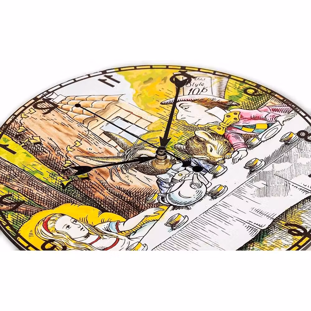 Ventryn Alice In Wonderland Backwards Hanging Wall Clock, Multicolour, Round, Analog, Vintage Style – 4