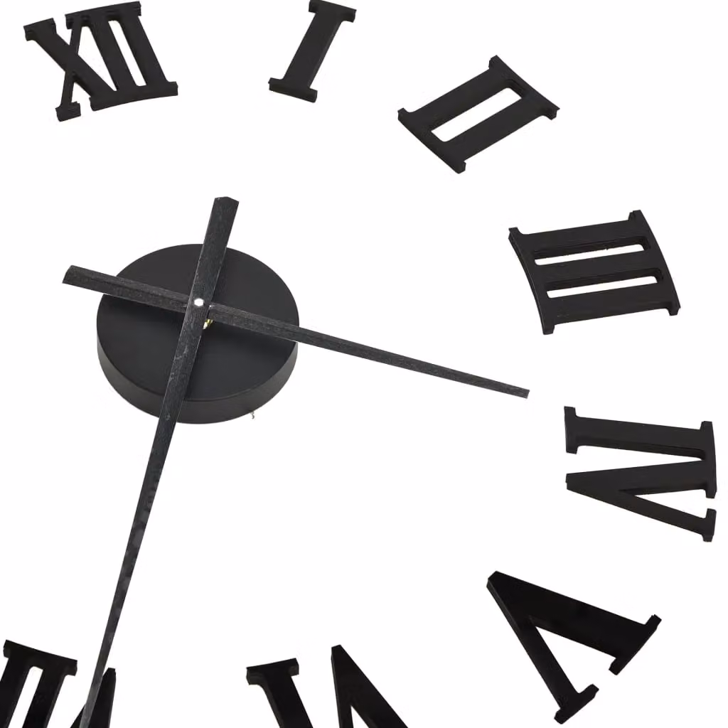 Berkfield Home Modern Geometric 3D Analog Wall Clock in Black, Diameter: 100 cm – 3