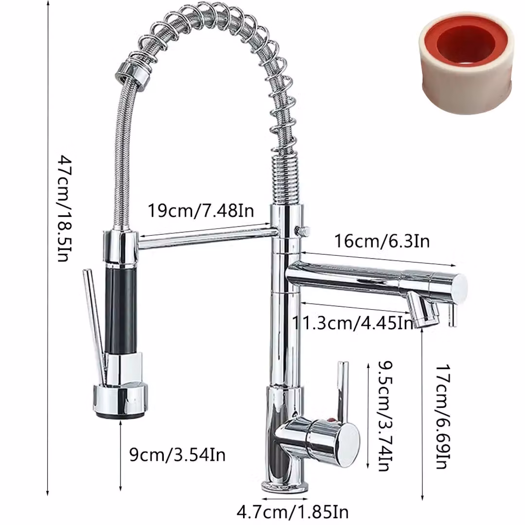 SPETLEK Modern Monobloc Pull Out Kitchen Mixer Tap with Dual Spout Spray in Silver Chrome – 2