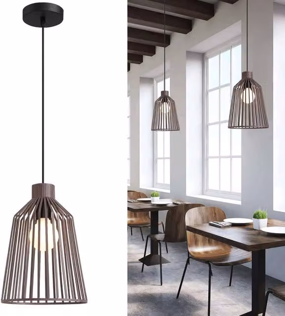 Harper Living Metal Cage Pendant Ceiling Light, E27, Brown