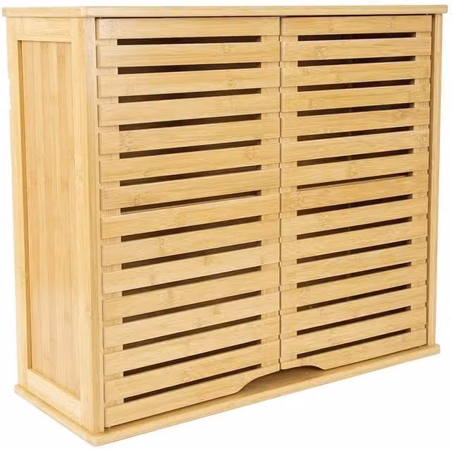 KORVIXA Brown Wall Mounted Kitchen Storage Cabinet with Hinged Doors and Internal Shelves, W: 70 cm, H: 75 cm – 1