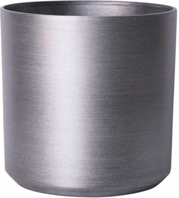 KDMD Brushed Steel Metallic Look Cylinder Planter, Silver, 28cm Diameter – 1