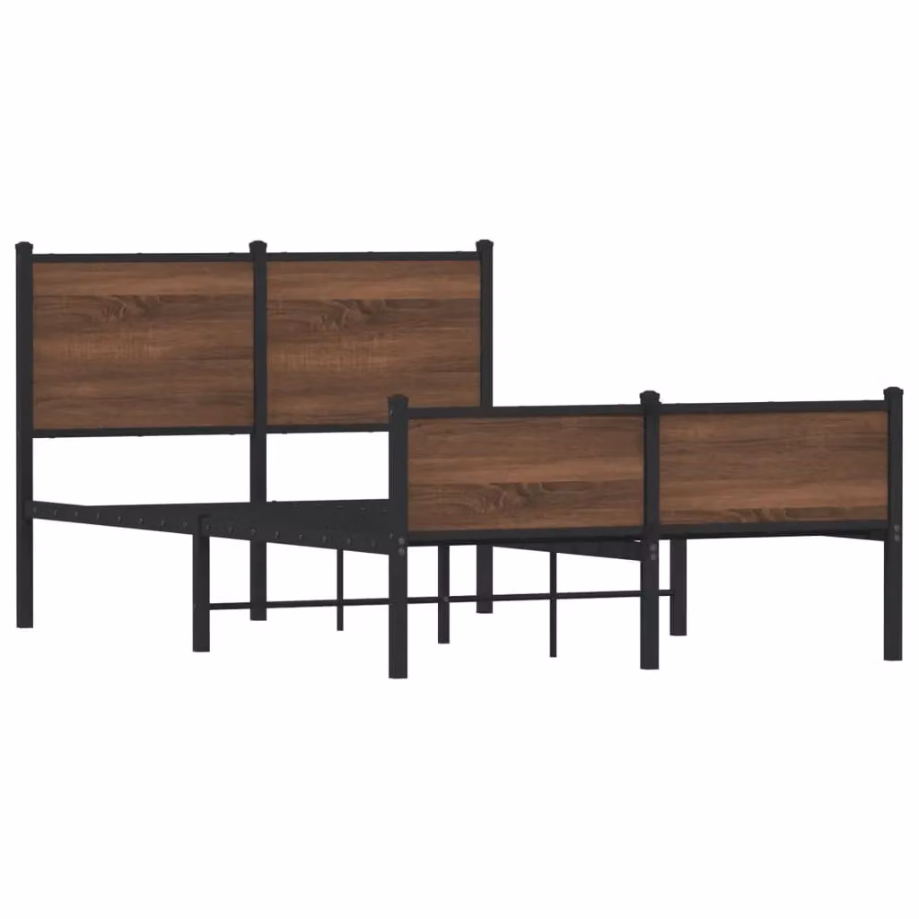 Berkfield Home Metal Bed Frame in Brown Oak, W/D/H: 120 x 200 cm – 2
